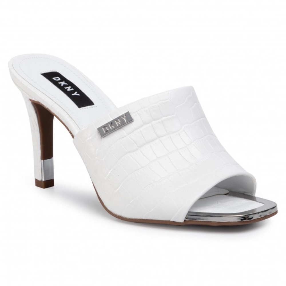 DKNY White Bronx Mules